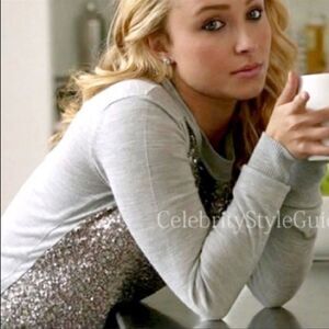 Diane Von Furstenberg- Pullover Sweater Wool and Silk Silver Sequins, Size P= XS